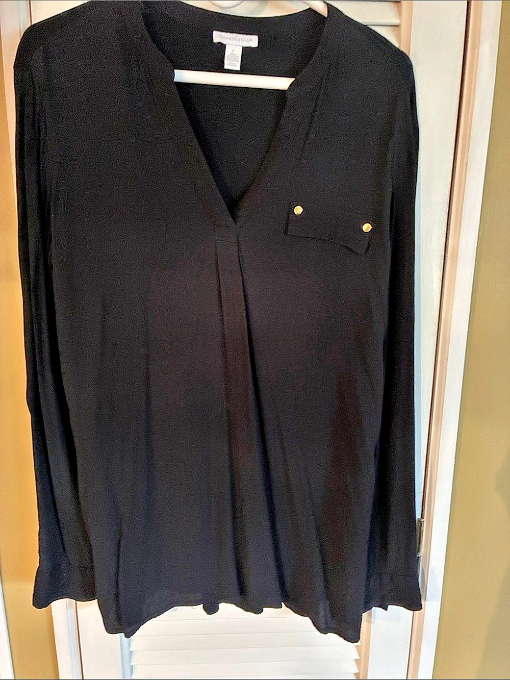 Charter Club Black Rayon Tunic Size Large Like New
